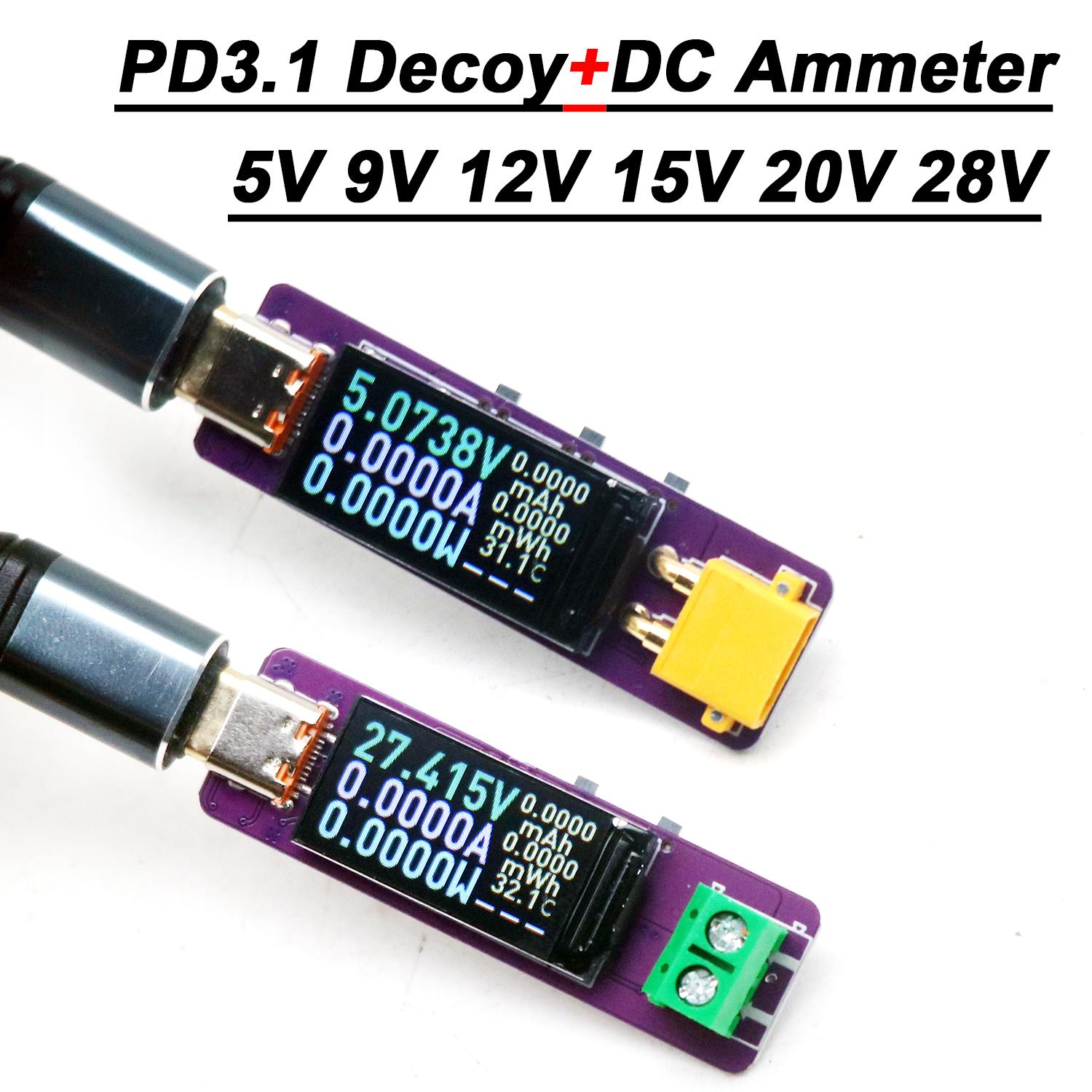 Battery Monitor Coulometer - 2in1 PD3.1 Decoy DC Voltmeter Améter