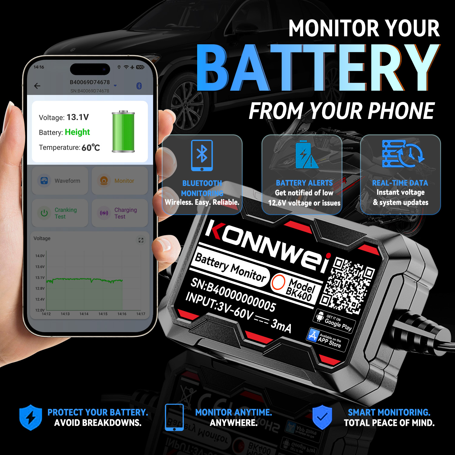 Monitor de Bateria Automotiva  - Battery Monitor Coulometer avaliação e preço